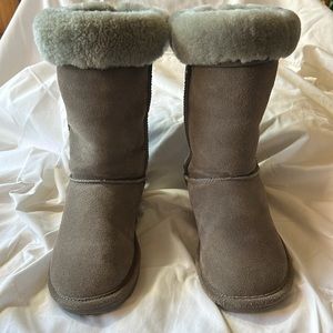 Bjorndal Grey Suede "Zoe" Sheepskin Lining Mid-Calf Boot-Size 6